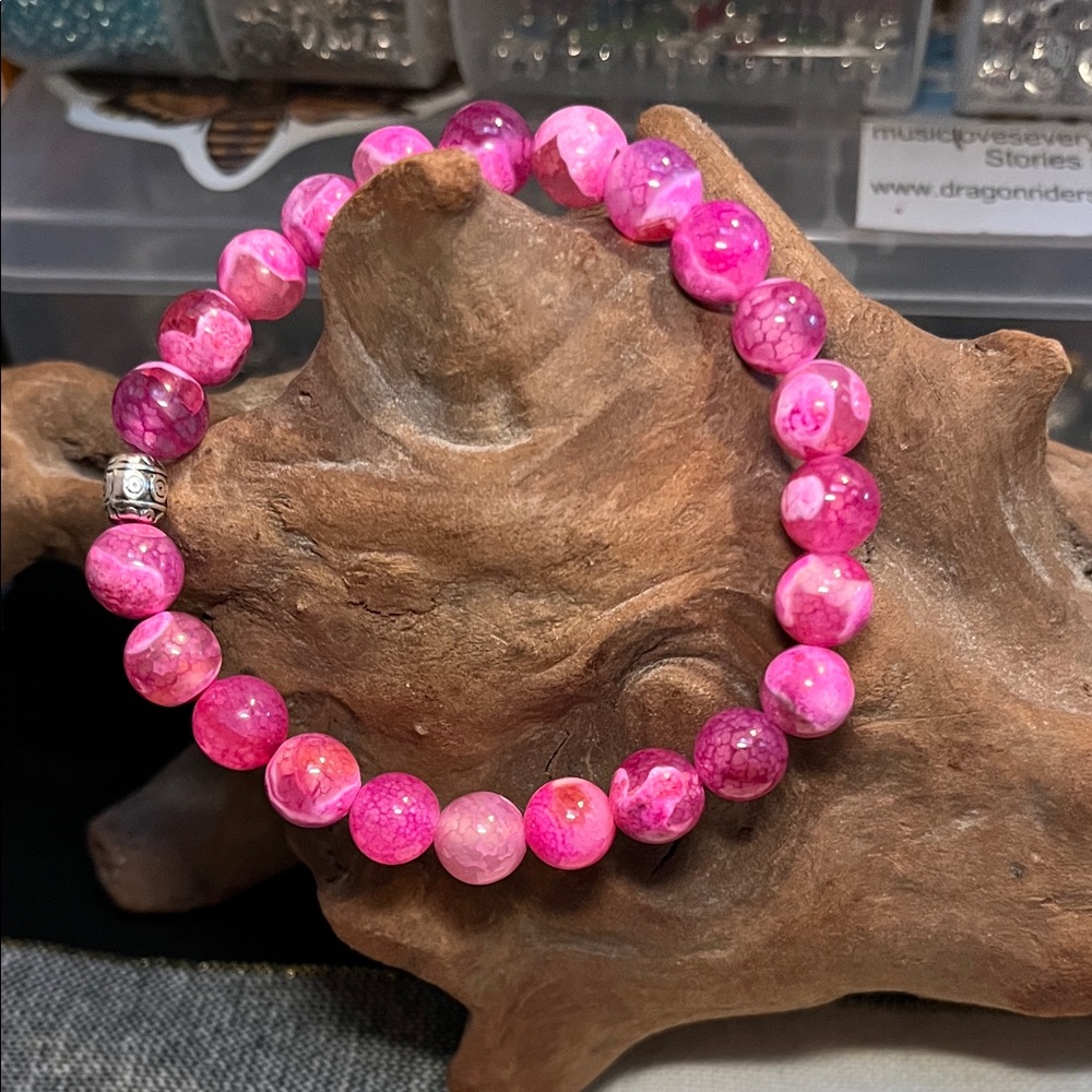 8mm Pink fire agate